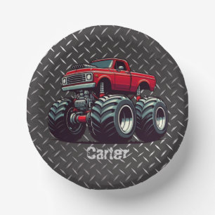 Red monster truck  paper bowls