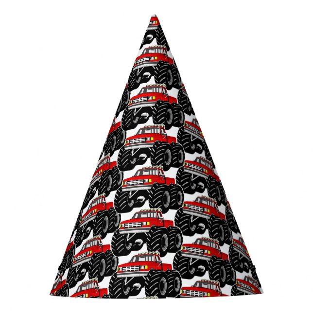 Red Monster Truck Party Hat (Front)