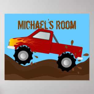 Red Monster Truck Personalized Poster