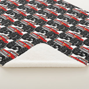 Red Monster Truck Sherpa Blanket