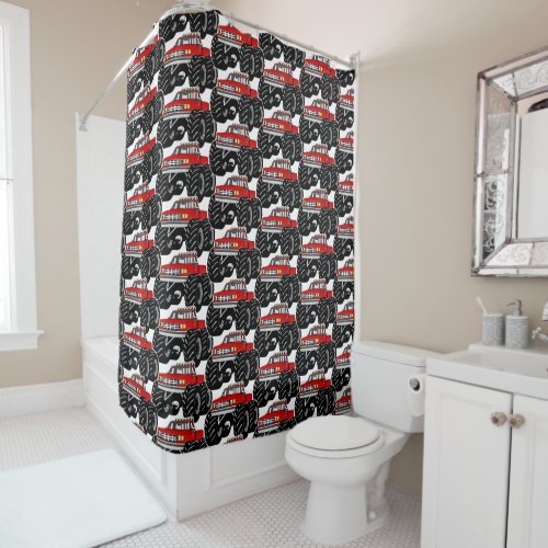 Red Monster Truck Shower Curtain