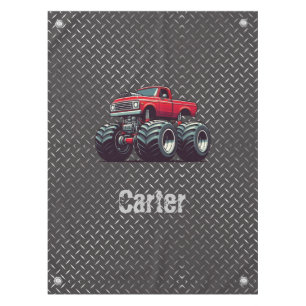 Red monster truck tablecloth