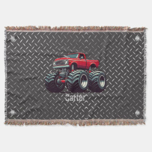 Red monster truck  throw blanket
