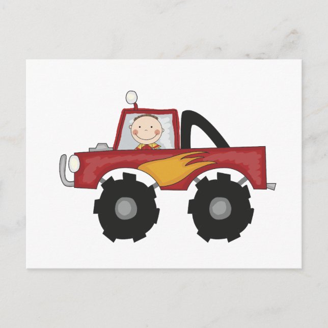 Red Monster Truck Tshirts and Gifts Postcard (Front)