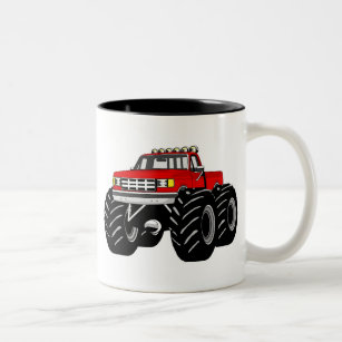 RED MONSTER TRUCK Two-Tone COFFEE MUG