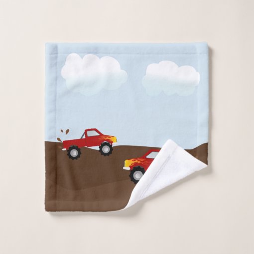 Red Monster Trucks With Flames Bath Towel Set Zazzle