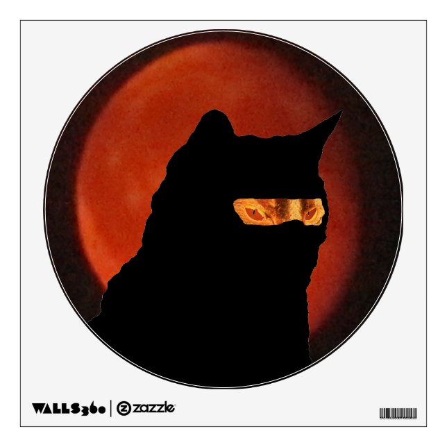 Red Moon and Ninja Cat Wall Sticker (Front)