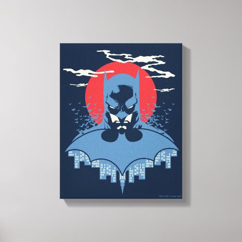 Red Moon Batman With Logo Canvas Print