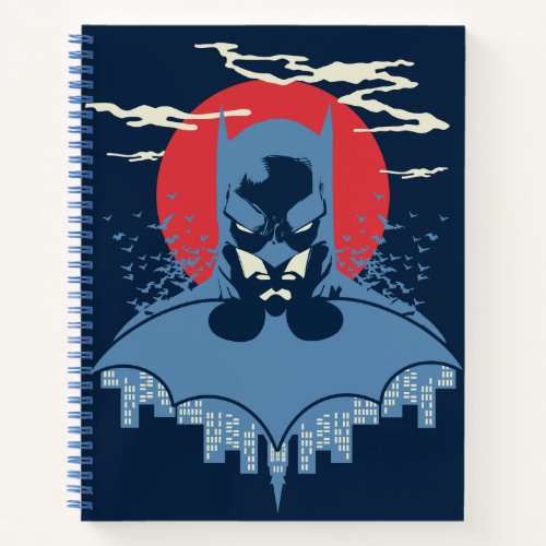 Red Moon Batman With Logo Notebook