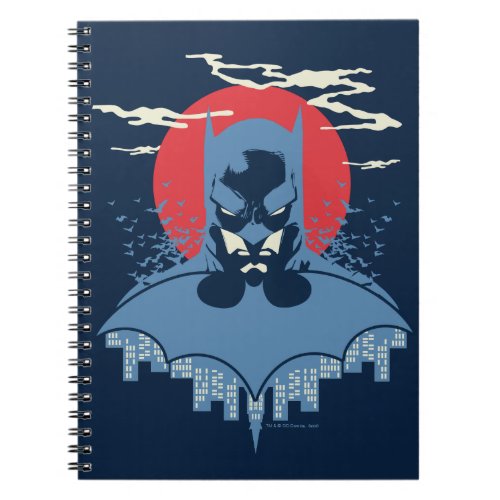 Red Moon Batman With Logo Notebook