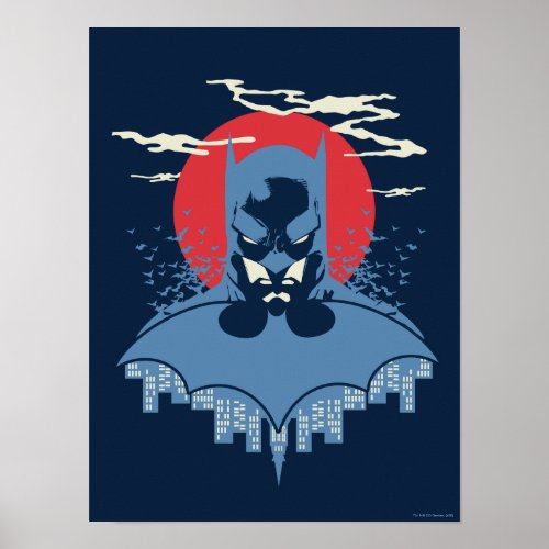 Red Moon Batman With Logo Poster
