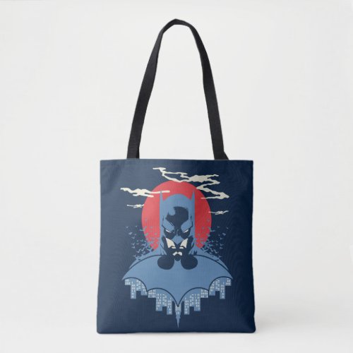 Red Moon Batman With Logo Tote Bag
