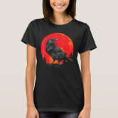 Halloween Raven Red Moon Spooky Night Crow T-Shirt