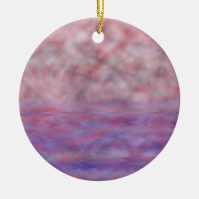 Red moon blue water onament ceramic ornament (Front)