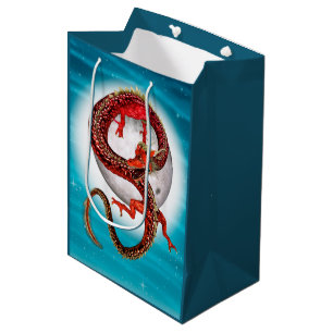 Red Moon Dragon Celestial Fantasy Art Medium Gift Bag