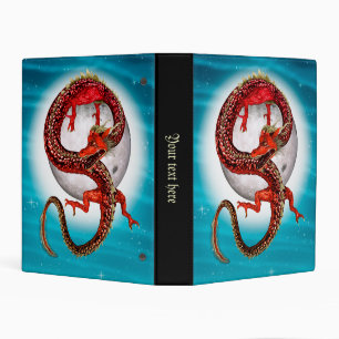 Red Moon Dragon Celestial Fantasy Art Mini Binder