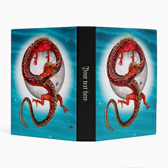 Red Moon Dragon Celestial Fantasy Art Mini Binder (Background)