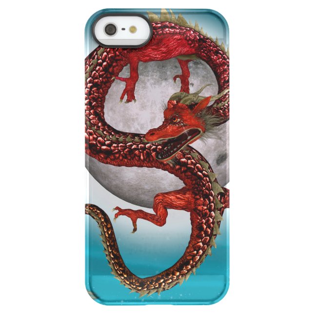 Red Moon Dragon Celestial Fantasy Art Uncommon iPhone Case (Back)