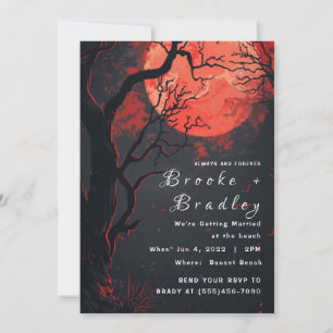 Red Moon Gothic Forest Wedding Invitation