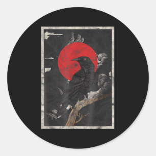 Red Moon Raven Black Crow Classic Round Sticker