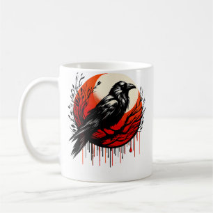 Red Moon Raven Black Crow Coffee Mug