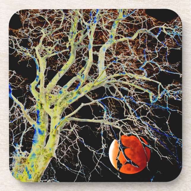 Red Moon Rising Beverage Coaster (Front)