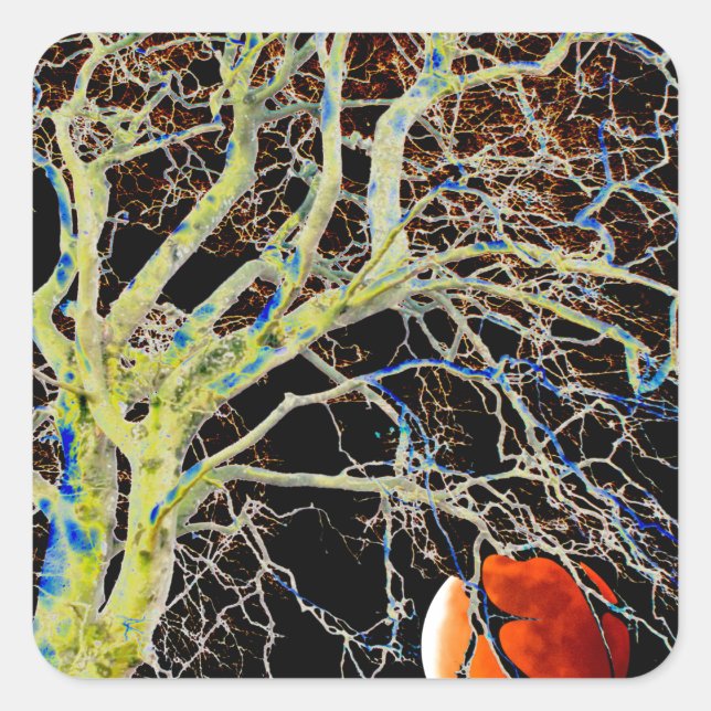 Red Moon Rising Square Sticker (Front)