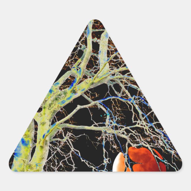 Red Moon Rising Triangle Sticker (Front)