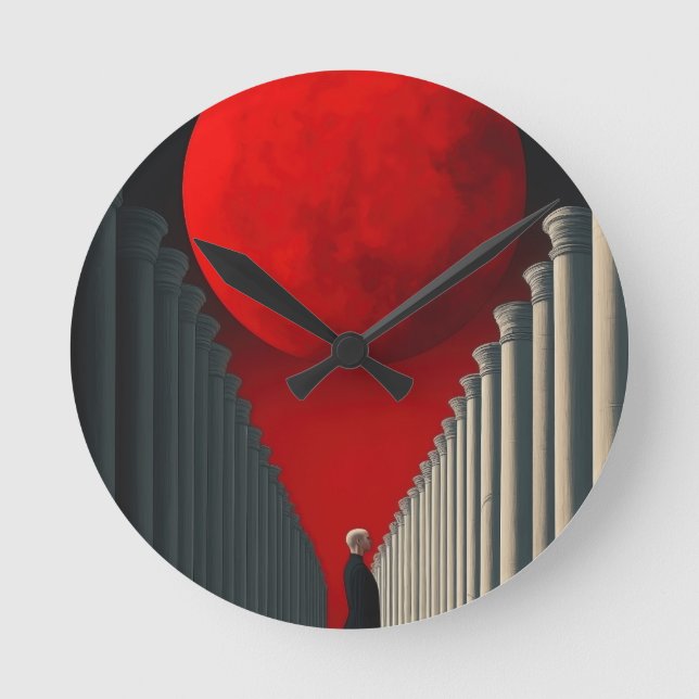 Red Moon Round Clock (Front)