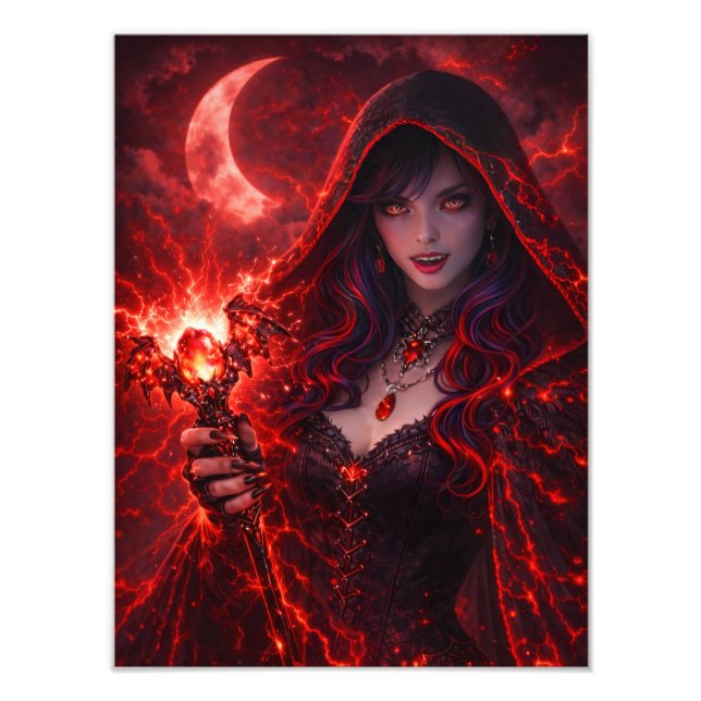 Red Moon Sorceress – Dark Fantasy Poster (Front)
