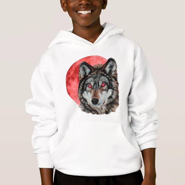 Red Moon Wolf Hoodie (Front)