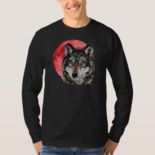 Red Moon Wolf T_Shirt