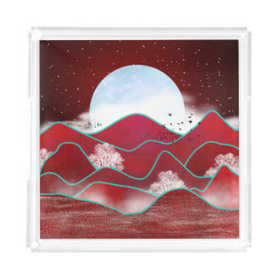 Red Moonrise Acrylic Tray