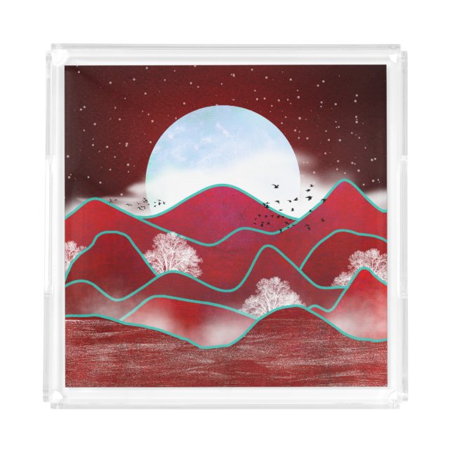 Red Moonrise Acrylic Tray (Front)