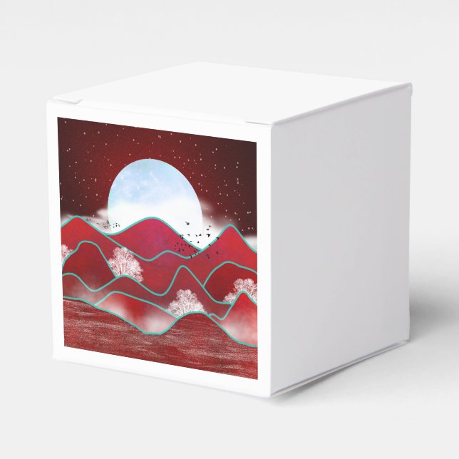 Red Moonrise Favor Boxes (Front Side)