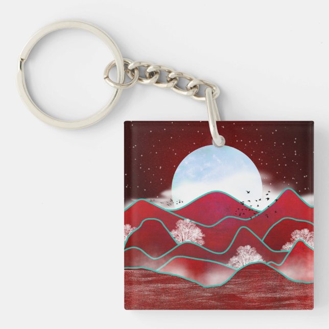 Red Moonrise Keychain (Front)