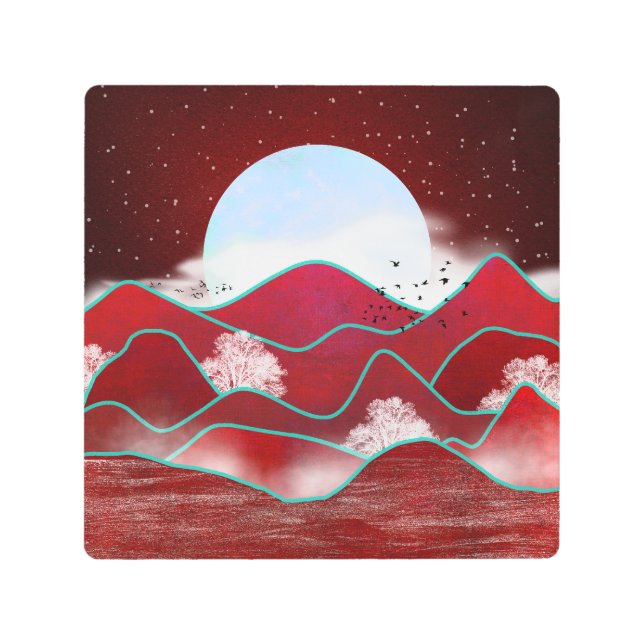 Red Moonrise Metal Print (Front)