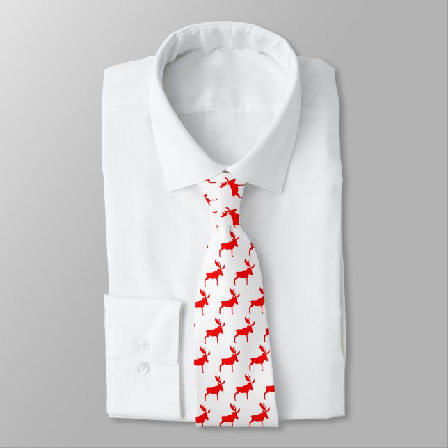 Red Moose Neck Tie (Tied)
