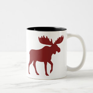 Red Moose Silhouette   Country Holiday Wildlife Two-Tone Coffee Mug