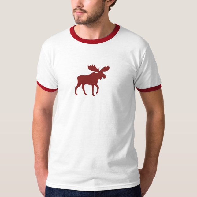 Red Moose Silhouette | Wildlife Wild Animal T-Shirt (Front)