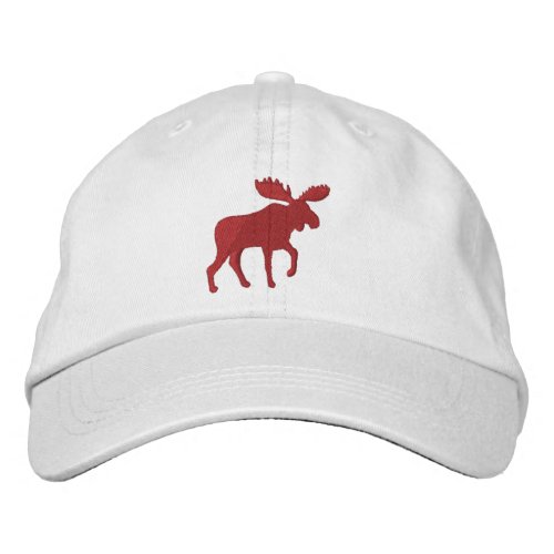 Red Moose Silhouette Wildlife Wilderness Animal Embroidered Baseball Hat