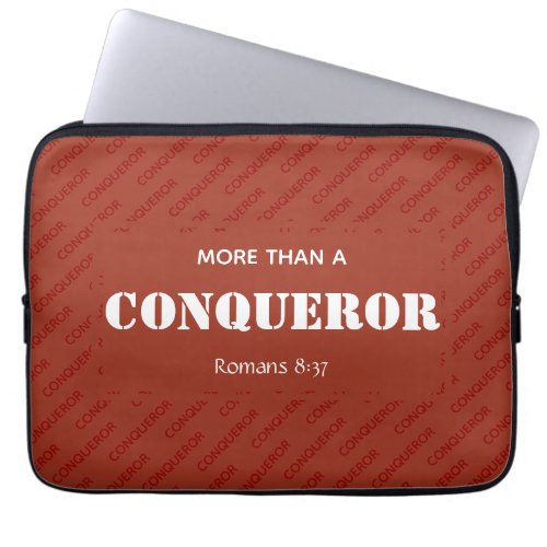 Red MORE THAN A CONQUEROR Christian Laptop Sleeve