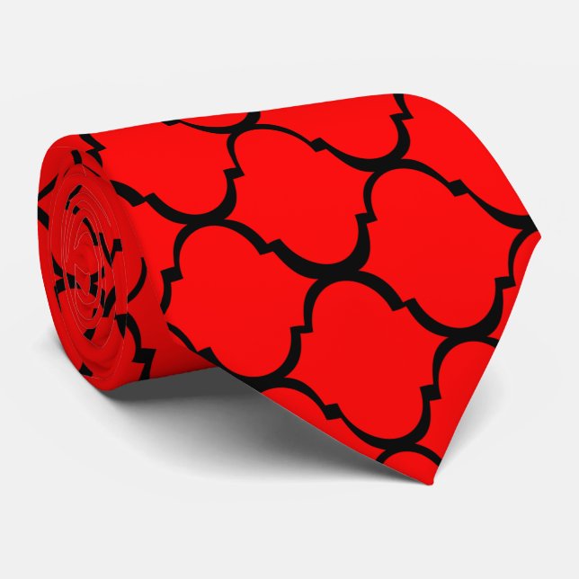 Red Moroccan Design Neck Tie (Rolled)