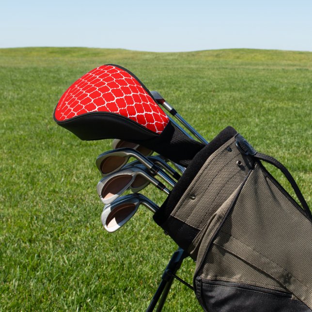 Red Moroccan Pattern Design Golf Head Cover (In Situ)