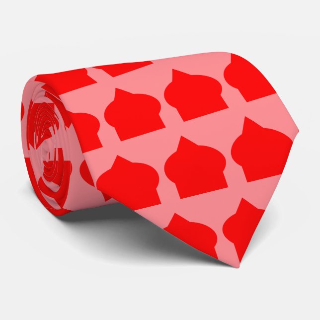 Red Moroccan Pattern Design Neck Tie (Rolled)