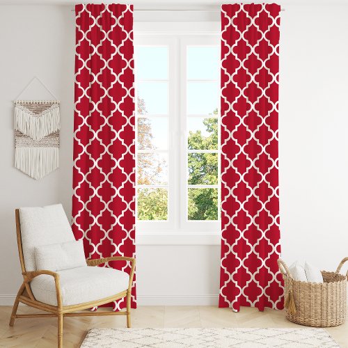 Red Moroccan Quatrefoil Trellis Blackout Curtains