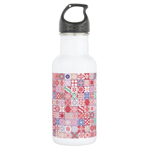 Red Moroccan tile Stainless Steel Water Bottle