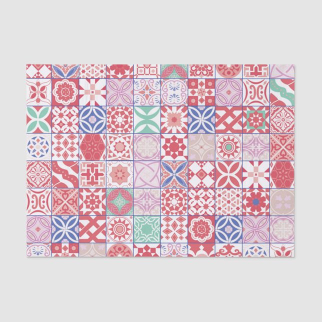 Red Moroccan tile Tissue Paper (Front)