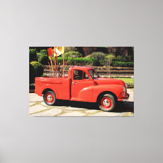 Red Morris Minor Pick Up Truck Canvas Print