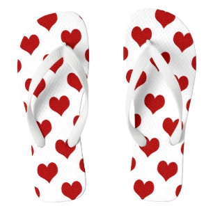 Red Mosaic Heart Pattern Flip Flops
